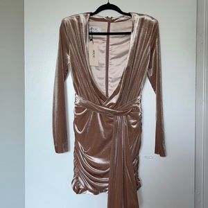 Blush velvet deep V mini dress from House of CB London size M (US 6-8)